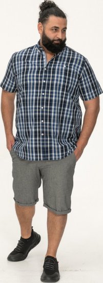 D555 Walsall Button Down Collar Short Sleeve Shirt Navy Shirt - Herrenhemden - Herrenhemden in großen Größen