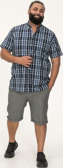 D555 Walsall Button Down Collar Short Sleeve Shirt Navy Shirt - Herrenhemden - Herrenhemden in großen Größen