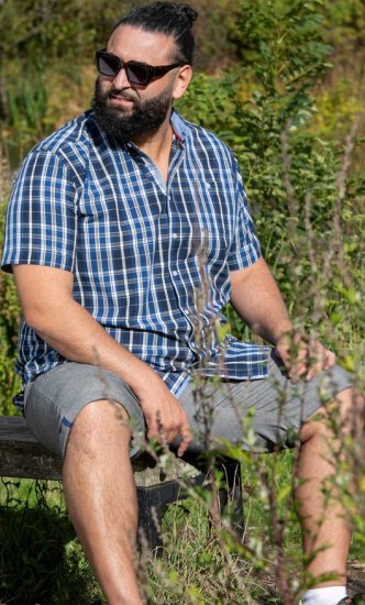 D555 Walsall Button Down Collar Short Sleeve Shirt Navy Shirt - Herrenhemden - Herrenhemden in großen Größen