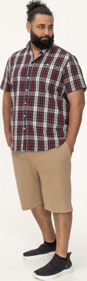 D555 Shields Button Down Collar Short Sleeve Shirt With Pocket Red Check - Herrenhemden - Herrenhemden in großen Größen