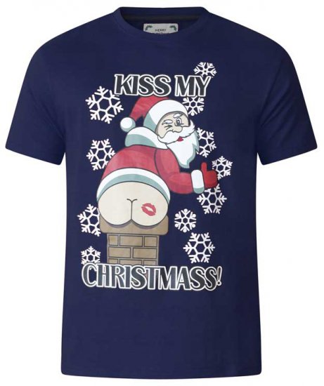 D555 Naughty X-mas T-shirt Navy - Herren-T-Shirts - Herren-T-Shirts in großen Größen