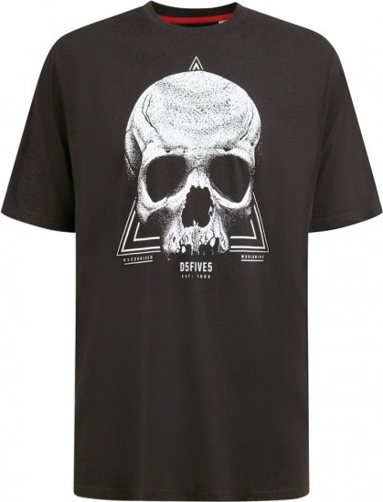 D555 Hucknall Skull Monochrome Printed Crew Neck T-shirt Washed Black - Herren-T-Shirts - Herren-T-Shirts in großen Größen