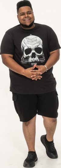 D555 Hucknall Skull Monochrome Printed Crew Neck T-shirt Washed Black - Herren-T-Shirts - Herren-T-Shirts in großen Größen