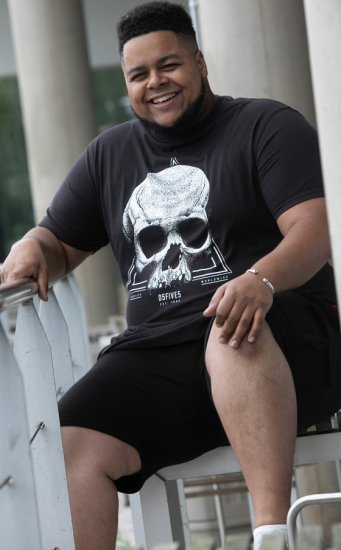 D555 Hucknall Skull Monochrome Printed Crew Neck T-shirt Washed Black - Herren-T-Shirts - Herren-T-Shirts in großen Größen