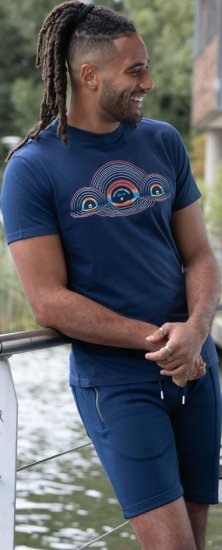 D555 Cheltenham Record With Reflection Printed T-shirt French Navy - Herren-T-Shirts - Herren-T-Shirts in großen Größen