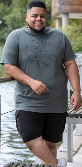 D555 Poole Circle Wave Printed Crew Neck T-shirt Khaki - Herren-T-Shirts - Herren-T-Shirts in großen Größen