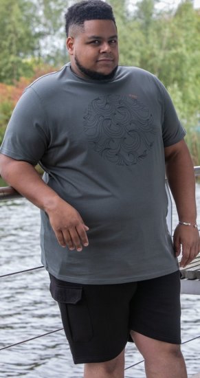 D555 Poole Circle Wave Printed Crew Neck T-shirt Khaki - Herren-T-Shirts - Herren-T-Shirts in großen Größen