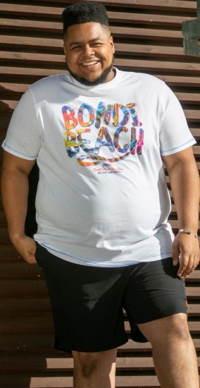 D555 SYDNEY Multi Coloured Bondi Beach Printed T-Shirt White - Herren-T-Shirts - Herren-T-Shirts in großen Größen