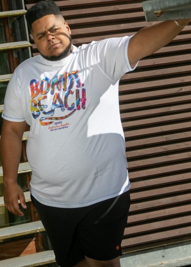 D555 SYDNEY Multi Coloured Bondi Beach Printed T-Shirt White - Herren-T-Shirts - Herren-T-Shirts in großen Größen