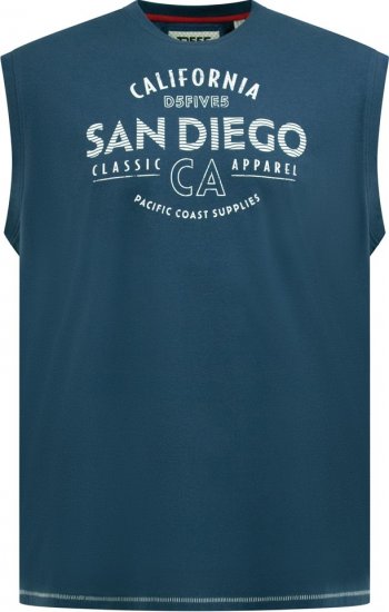 D555 Havant San Diego Printed Sleeveless T-Shirt French Navy - Herren-T-Shirts - Herren-T-Shirts in großen Größen