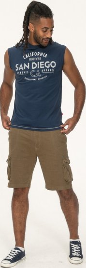 D555 Havant San Diego Printed Sleeveless T-Shirt French Navy - Herren-T-Shirts - Herren-T-Shirts in großen Größen