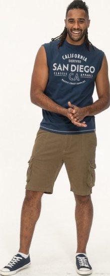 D555 Havant San Diego Printed Sleeveless T-Shirt French Navy - Herren-T-Shirts - Herren-T-Shirts in großen Größen