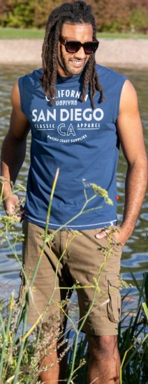 D555 Havant San Diego Printed Sleeveless T-Shirt French Navy - Herren-T-Shirts - Herren-T-Shirts in großen Größen