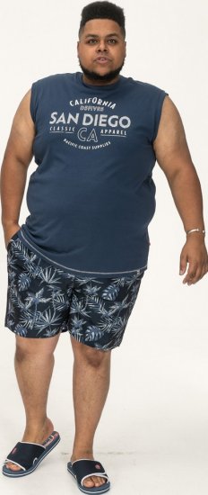 D555 Havant San Diego Printed Sleeveless T-Shirt French Navy - Herren-T-Shirts - Herren-T-Shirts in großen Größen