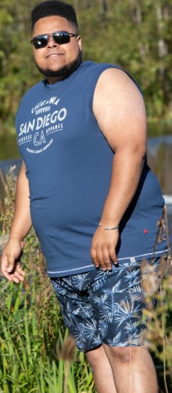 D555 Havant San Diego Printed Sleeveless T-Shirt French Navy - Herren-T-Shirts - Herren-T-Shirts in großen Größen