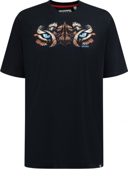 D555 Leamington Tiger Eyes Printed Crew Neck T-shirt Black - Herren-T-Shirts - Herren-T-Shirts in großen Größen
