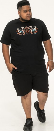 D555 Leamington Tiger Eyes Printed Crew Neck T-shirt Black - Herren-T-Shirts - Herren-T-Shirts in großen Größen