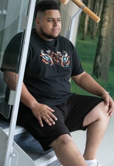 D555 Leamington Tiger Eyes Printed Crew Neck T-shirt Black - Herren-T-Shirts - Herren-T-Shirts in großen Größen