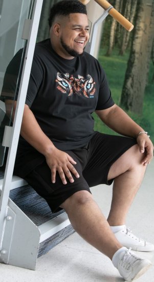 D555 Leamington Tiger Eyes Printed Crew Neck T-shirt Black - Herren-T-Shirts - Herren-T-Shirts in großen Größen