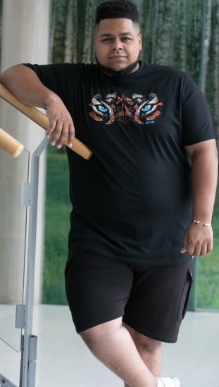 D555 Leamington Tiger Eyes Printed Crew Neck T-shirt Black - Herren-T-Shirts - Herren-T-Shirts in großen Größen