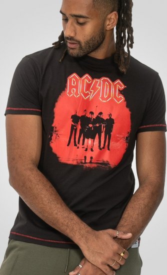 D555 Uxbridge Official AC/DC Band Printed Crew Neck T-Shirt Washed Black TALL SIZES - HERRENBEKLEIDUNG MT-6XLT - Langgrößen für Herren