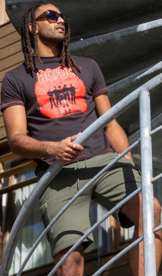 D555 Uxbridge Official ACDC Band Printed Crew Neck T-Shirt Washed Black - Herren-T-Shirts - Herren-T-Shirts in großen Größen