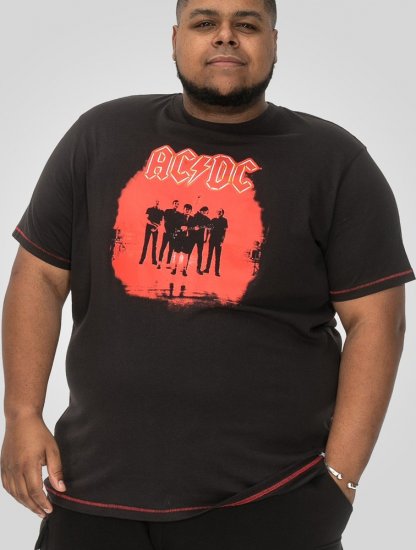 D555 Uxbridge Official AC/DC Band Printed Crew Neck T-Shirt Washed Black TALL SIZES - HERRENBEKLEIDUNG MT-6XLT - Langgrößen für Herren