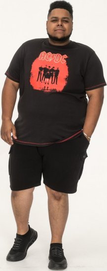 D555 Uxbridge Official ACDC Band Printed Crew Neck T-Shirt Washed Black - Herren-T-Shirts - Herren-T-Shirts in großen Größen