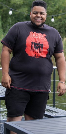 D555 Uxbridge Official AC/DC Band Printed Crew Neck T-Shirt Washed Black TALL SIZES - HERRENBEKLEIDUNG MT-6XLT - Langgrößen für Herren