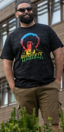 D555 Hendrix Official Jimi Hendrix Printed Crew Neck T-Shirt Black Reno - Band-T-shirts - 