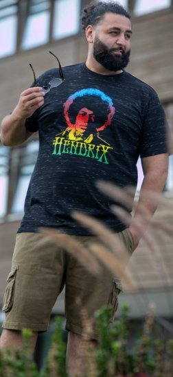 D555 Hendrix Official Jimi Hendrix Printed Crew Neck T-Shirt Black Reno - Band-T-shirts - 