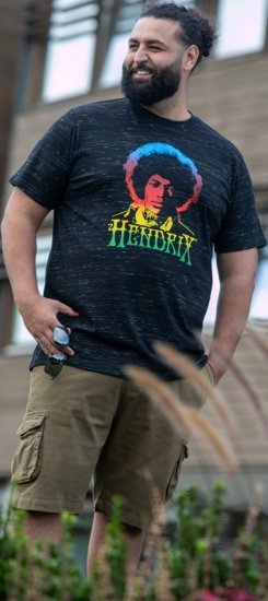 D555 Hendrix Official Jimi Hendrix Printed Crew Neck T-Shirt Black Reno - Band-T-shirts - 