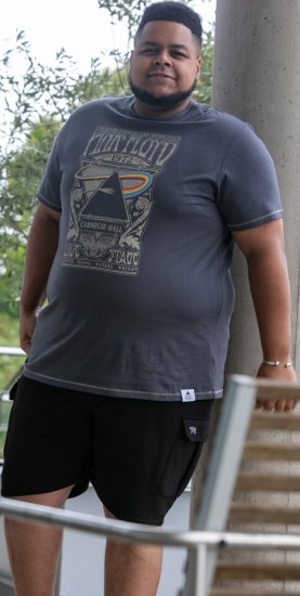D555 HANLEY Official Pink Floyd Crew Neck T-Shirt Dark Grey TALL SIZES - HERRENBEKLEIDUNG MT-6XLT - Langgrößen für Herren