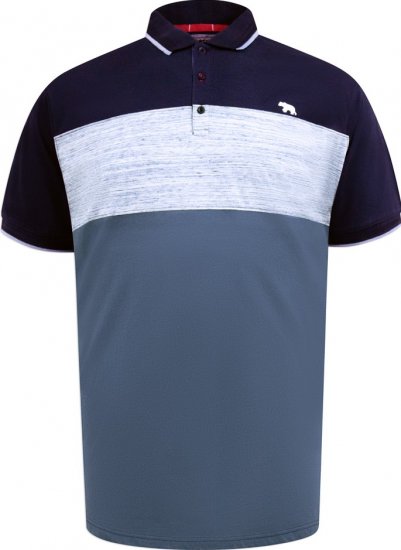 D555 Leeds Cut And Sew Polo With Jacquard Collar And Cuffs Navy - Polo-shirts für herren - Polo-Shirts für Herren in großen Größen