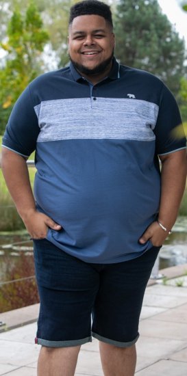 D555 Leeds Cut And Sew Polo With Jacquard Collar And Cuffs Navy - Polo-shirts für herren - Polo-Shirts für Herren in großen Größen