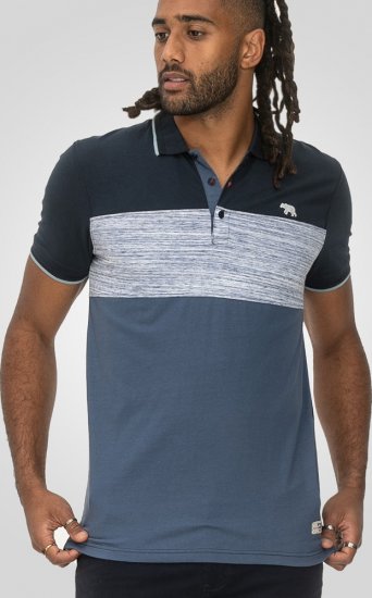 D555 Leeds Cut And Sew Polo With Jacquard Collar And Cuffs Navy - Polo-shirts für herren - Polo-Shirts für Herren in großen Größen