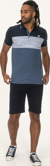 D555 Leeds Cut And Sew Polo With Jacquard Collar And Cuffs Navy - Polo-shirts für herren - Polo-Shirts für Herren in großen Größen