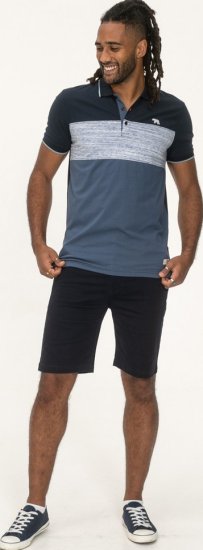 D555 Leeds Cut And Sew Polo With Jacquard Collar And Cuffs Navy - Polo-shirts für herren - Polo-Shirts für Herren in großen Größen