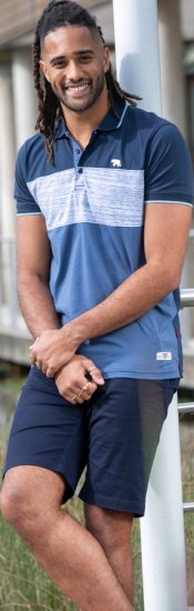 D555 Leeds Cut And Sew Polo With Jacquard Collar And Cuffs Navy - Polo-shirts für herren - Polo-Shirts für Herren in großen Größen