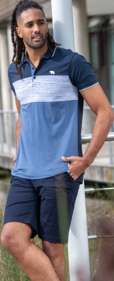 D555 Leeds Cut And Sew Polo With Jacquard Collar And Cuffs Navy - Polo-shirts für herren - Polo-Shirts für Herren in großen Größen