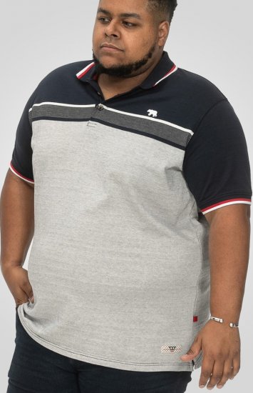 D555 Tipton Stripe Jacquard Short Sleeve Polo Navy - Polo-shirts für herren - Polo-Shirts für Herren in großen Größen