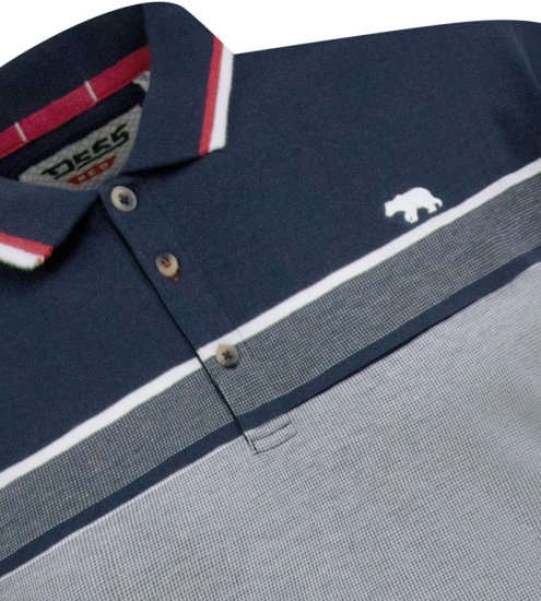 D555 Tipton Stripe Jacquard Short Sleeve Polo Navy - Polo-shirts für herren - Polo-Shirts für Herren in großen Größen