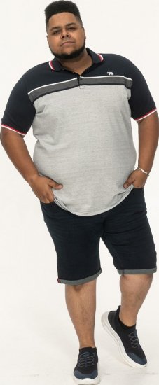 D555 Tipton Stripe Jacquard Short Sleeve Polo Navy - Polo-shirts für herren - Polo-Shirts für Herren in großen Größen