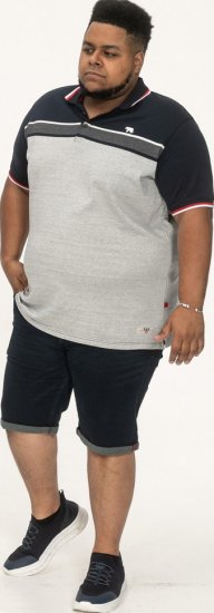 D555 Tipton Stripe Jacquard Short Sleeve Polo Navy - Polo-shirts für herren - Polo-Shirts für Herren in großen Größen