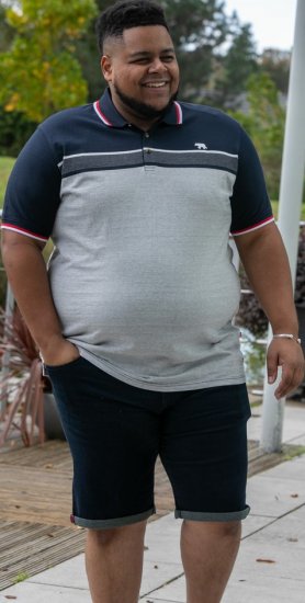 D555 Tipton Stripe Jacquard Short Sleeve Polo Navy - Polo-shirts für herren - Polo-Shirts für Herren in großen Größen