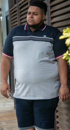 D555 Tipton Stripe Jacquard Short Sleeve Polo Navy - Polo-shirts für herren - Polo-Shirts für Herren in großen Größen