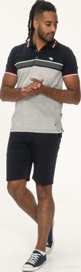 D555 Tipton Stripe Jacquard Short Sleeve Polo Navy - Polo-shirts für herren - Polo-Shirts für Herren in großen Größen