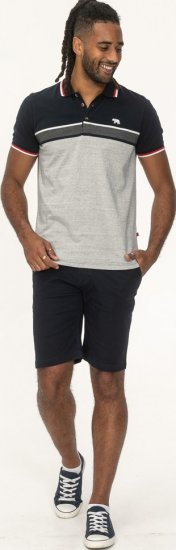 D555 Tipton Stripe Jacquard Short Sleeve Polo Navy - Polo-shirts für herren - Polo-Shirts für Herren in großen Größen