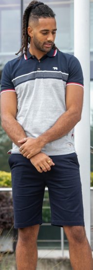 D555 Tipton Stripe Jacquard Short Sleeve Polo Navy - Polo-shirts für herren - Polo-Shirts für Herren in großen Größen