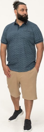 D555 Woolwich AOP Polo Shirt With Ribbed Collar Blue - Polo-shirts für herren - Polo-Shirts für Herren in großen Größen